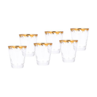 Painted Tumbler Glass With Gold On Top 4 Pcs
