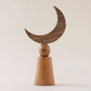 هومز هلال رمضان خشبي بقاعدة كروية باللون البني 31*15*7.5سم