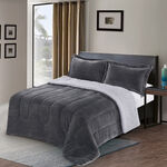 3 Pcs Cottage Flannel Comforter Twin Size Dark Gray image number 1