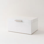 هومز صندوق مجوهرات وسط وطبقتين للتخزين أم دي أف 26*19*13سم، أبيض image number 0