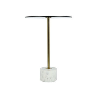 Side Table Glass Top Marble Base 40.65*40.65*59 cm