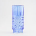 "Homez navy diamond pattern glass vase 15*15*34.3 cm image number 0