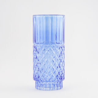 "Homez navy diamond pattern glass vase 15*15*34.3 cm
