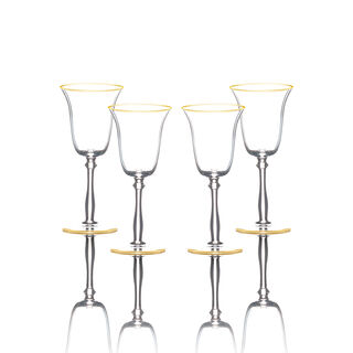 Manuscript et Of 4 Clear Juice Glass With Gold Rim Of Mouth & Bottom