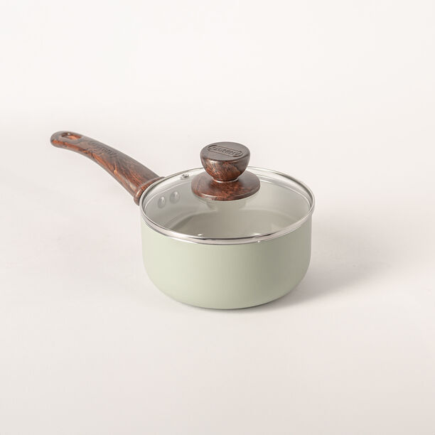 7 Pcs non stick cookware set with glass lid green image number 6