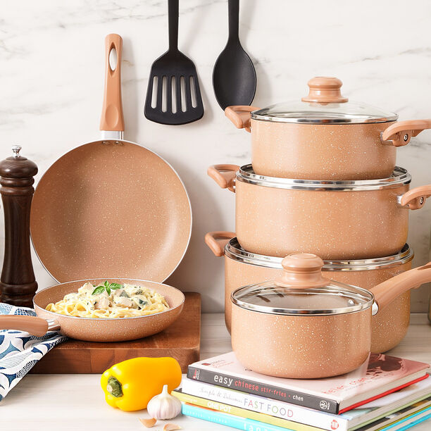 Pentola 12Pcs Granite Nonstick Cookware Set, Brown image number 10