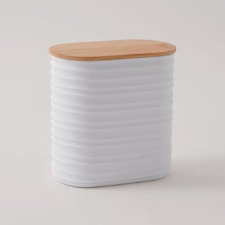 البرتو حافظة طعام بغطاء بامبو بلاستيك، أبيض 13.8*8*14