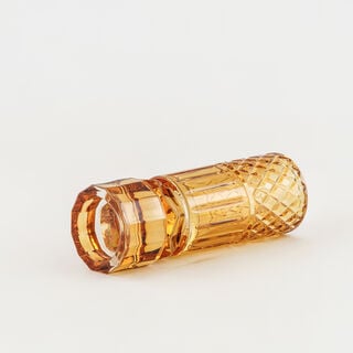 هومز حامل شموع زجاجي بتصميم ماسي بني داكن 8.9*8.9*27.4 سم