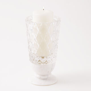 Homez glass candle with banswara marble base in gift box