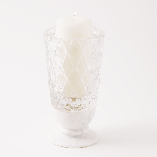 Homez glass candle with banswara marble base in gift box image number 4