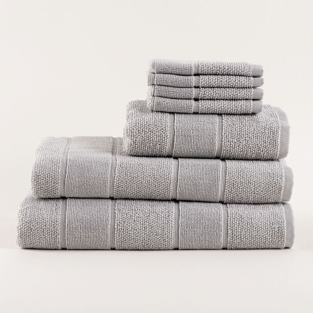 Boutique Blanche Silver Riviera Stripe 100% Cotton Hand Towel 50*90 Cm image number 2