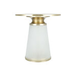 Side Table Frosted White Glass Base Gold Brass Top 46 *46 cm image number 1