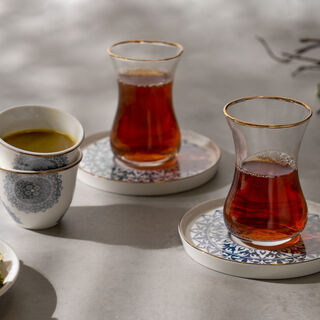 La Mesa Tea And Coffee Set 18 Pieces Blue Metalic Effect