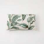 Boutique Blanche rectangular cotton pillow with leaves embroidery, green 45*35*15cm image number 0