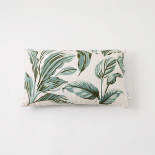 Boutique Blanche rectangular cotton pillow with leaves embroidery, green 45*35*15cm