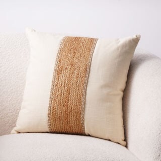 Boutique Blanche cotton cushion with thread embroidery 45*45*15cm, brown
