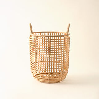 Homez rattan round basket S, beige 25*25*37cm