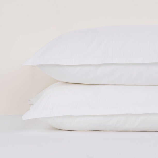 Boutique Blanche Pillow Cover Set 100% Cotton 200Tc Percale Standard White 75*50 Cm image number 2