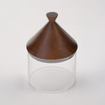 دلتي سكرية زجاجية بغطاء خشبي 10*10*15سم image number 2