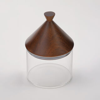 دلتي سكرية زجاجية بغطاء خشبي 10*10*15سم