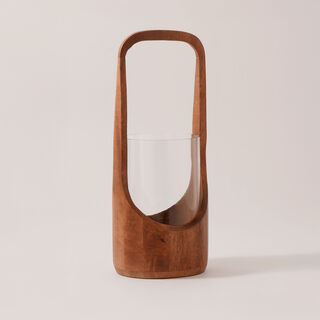 هومز حامل شموع خشب 16.5*6.5*38سم، بني