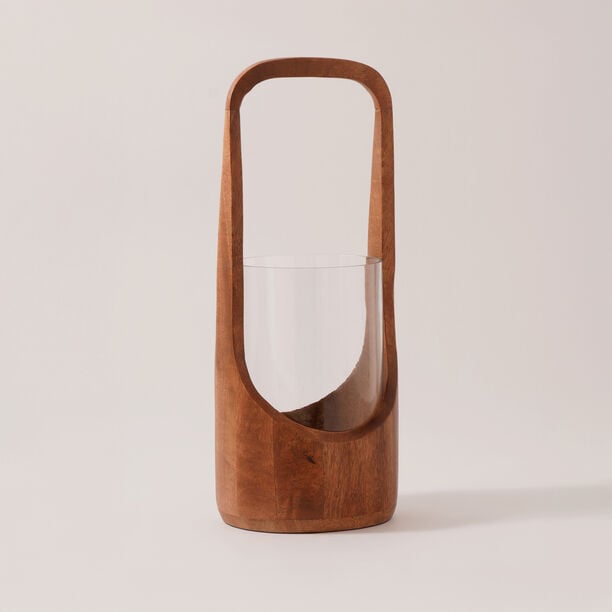 هومز حامل شموع خشب 16.5*6.5*38سم، بني image number 0