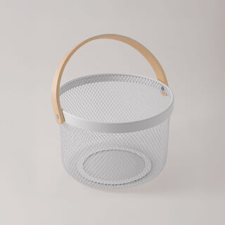 البرتو سلة فواكه معدنية بمقبض، أبيض 27.8*27*18 سم