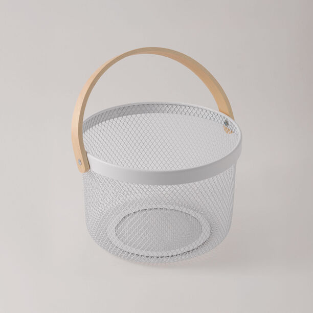 البرتو سلة فواكه معدنية بمقبض، أبيض 27.8*27*18 سم image number 0