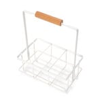 Alberto White Coated 6 Bottle Hodler Rack With Bamboo Handle  image number 2