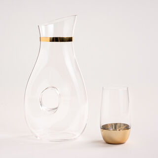 7 Pcs Glass Drink Set Tashkeel Pattern Gold