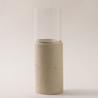 Homez resin candle holder travertine collection 12.5*12.5*29cm
