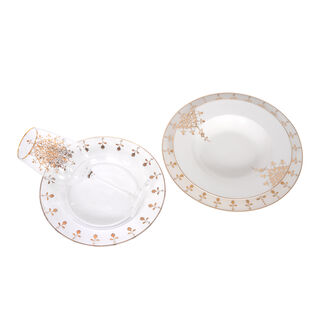 16 Pcs Porcelain Dinner Set Gold Frill 