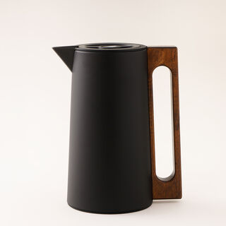 Dallaty Steel Vacuum Flask Flask With Wood Handle 1L, Black