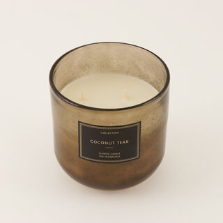 Homez scented candle with coconut teak sand fragrance in glass jar 15.5*15cm