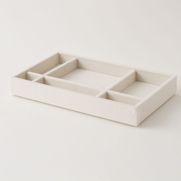 Homez beige velvet jewelry organizer 6 divisions 21*12.5*2.6cm image number 0