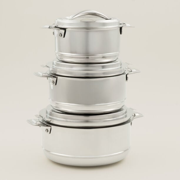 Maxima 3Pcs Stainless Steel Hotpot set image number 5