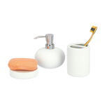 Stoneware Bath Set 3 pieces White image number 2