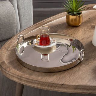 Dallaty round serving tray plain nickel 36*36*6.5 cm