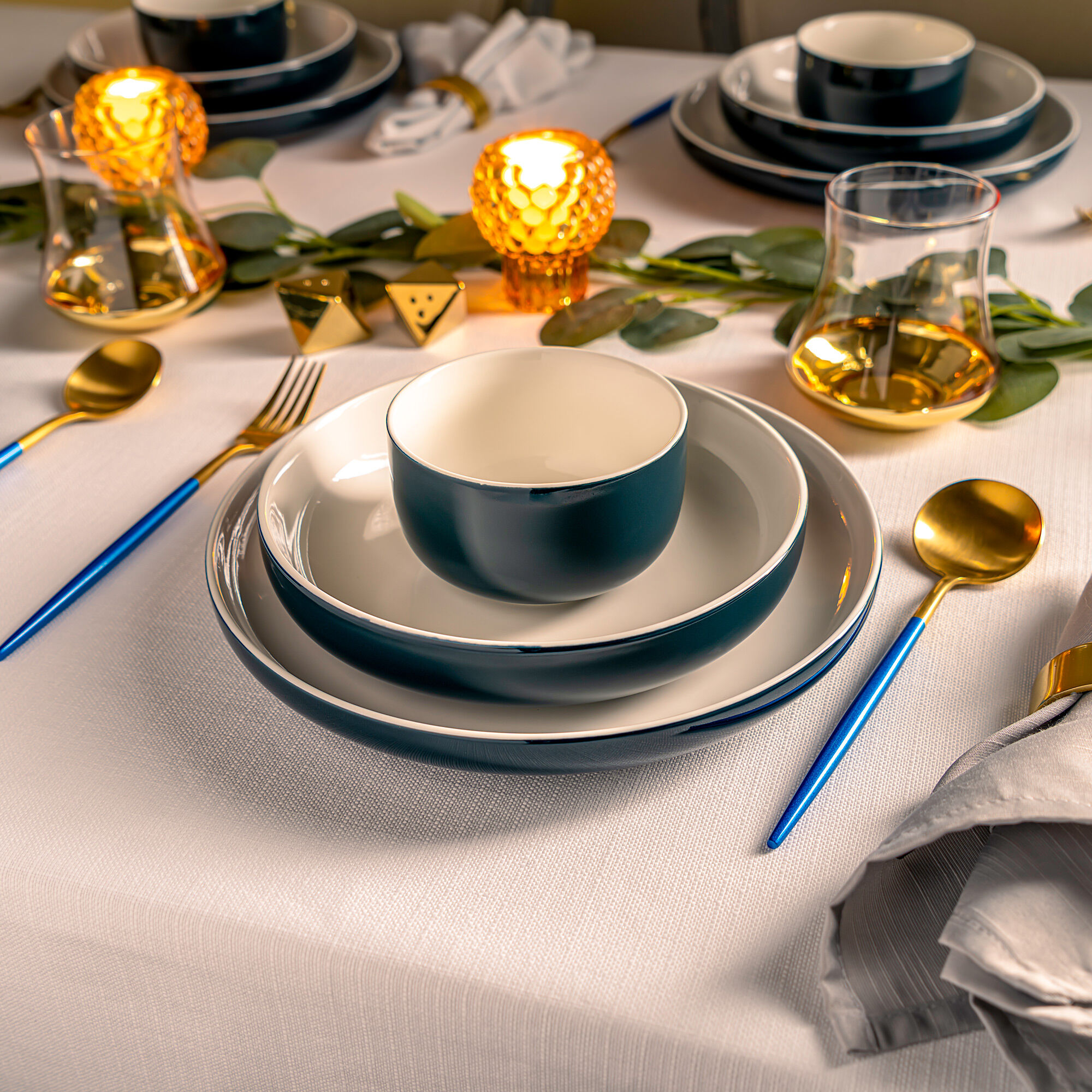 LA MESA 18PCS DINNER SET SERVE 6 PERSONS DARK GREEN
