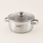 "Pentola stainless steel cooking pot with glass lid, silver, 20cm 2L image number 0