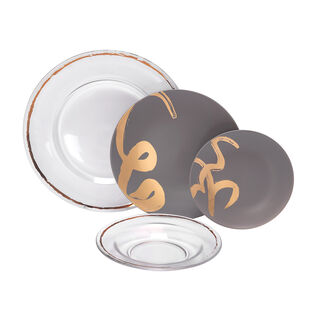 16 Pcs Dinner Set New Bone Gold Figure
