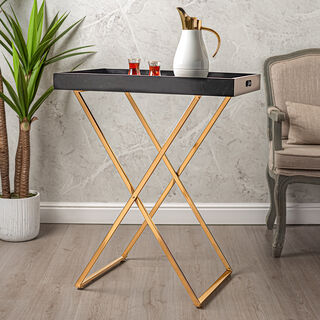 Butler Table Tray Top Gold With Black