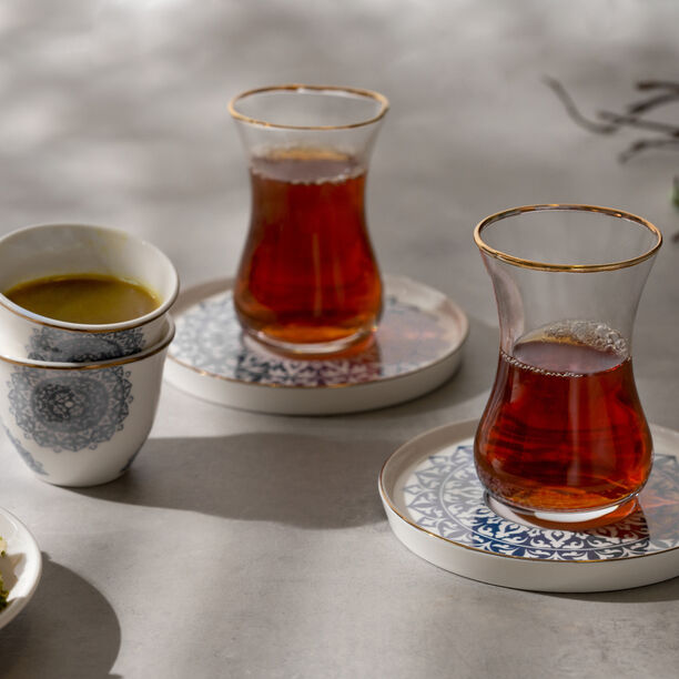 La Mesa Tea And Coffee Set 18 Pieces Blue Metalic Effect image number 3