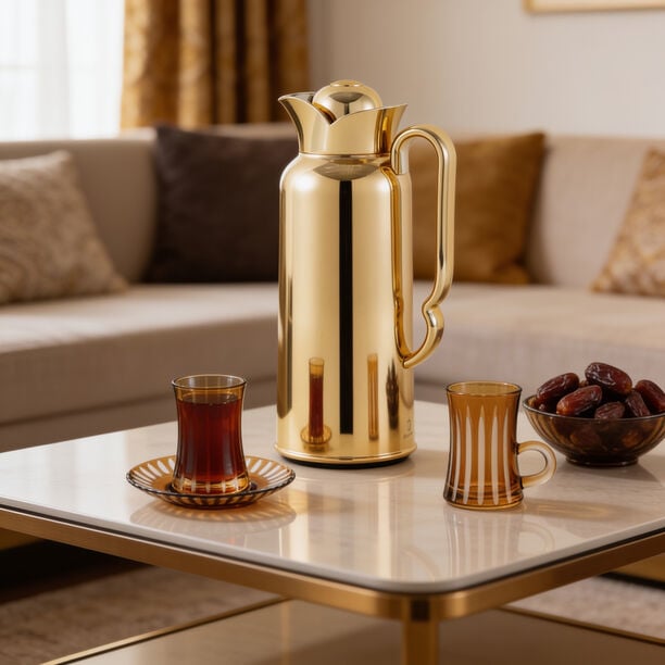 Dallaty Stainless Steel Dallah Thermos, Gold, 1L image number 1