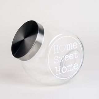 Alberto Round Glass Storage Jar With Metal Lid And Decal 1550Ml