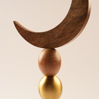 Homez Wooden Ramadan Crescent Moon With Multicolor Spherical Base 41*15*7.5Cm