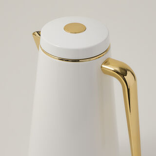 Dallaty set of 2 steel vacuum flask white/gold 1.0L and 1..3L