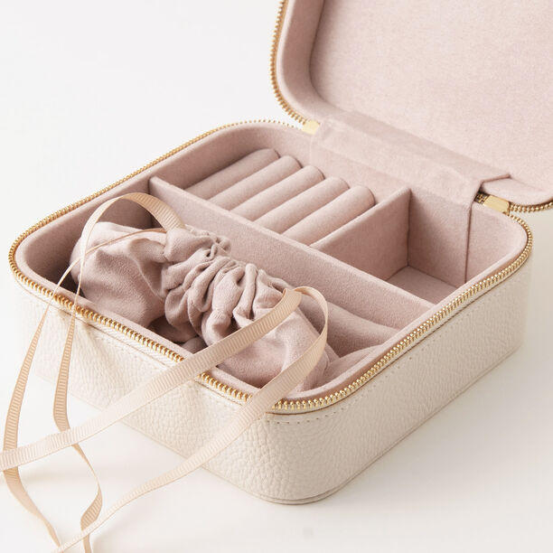 هومز صندوق مجوهرات سفر كرتون مستطيل 11.4*18*5.7سم، أبيض image number 3