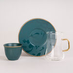Arabic Tea and Coffee Set 18Pc Porcelain Mattglow Green image number 1