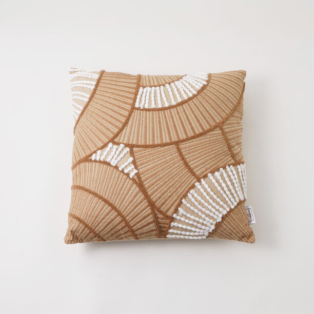 Boutique Blanche cotton cushion with thread embroidery 45*45*15cm, brown image number 0